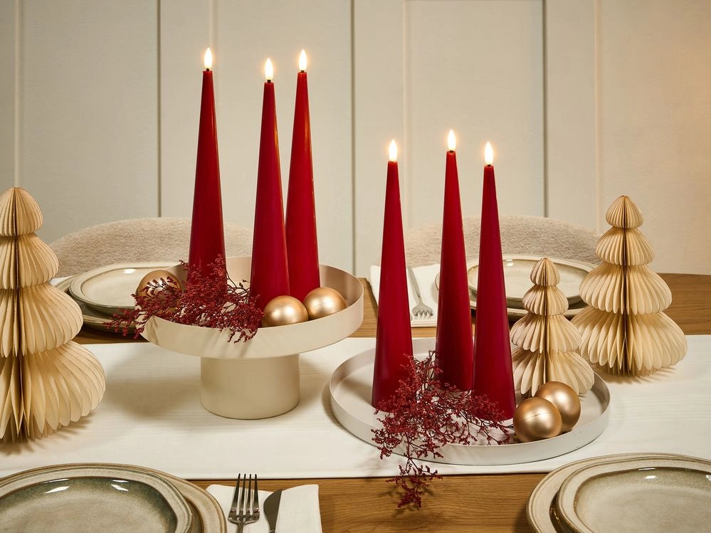 Set di 6 decorazioni natalizie LED per interni Accessorio candela in paraffina rosso decorazione per la casa