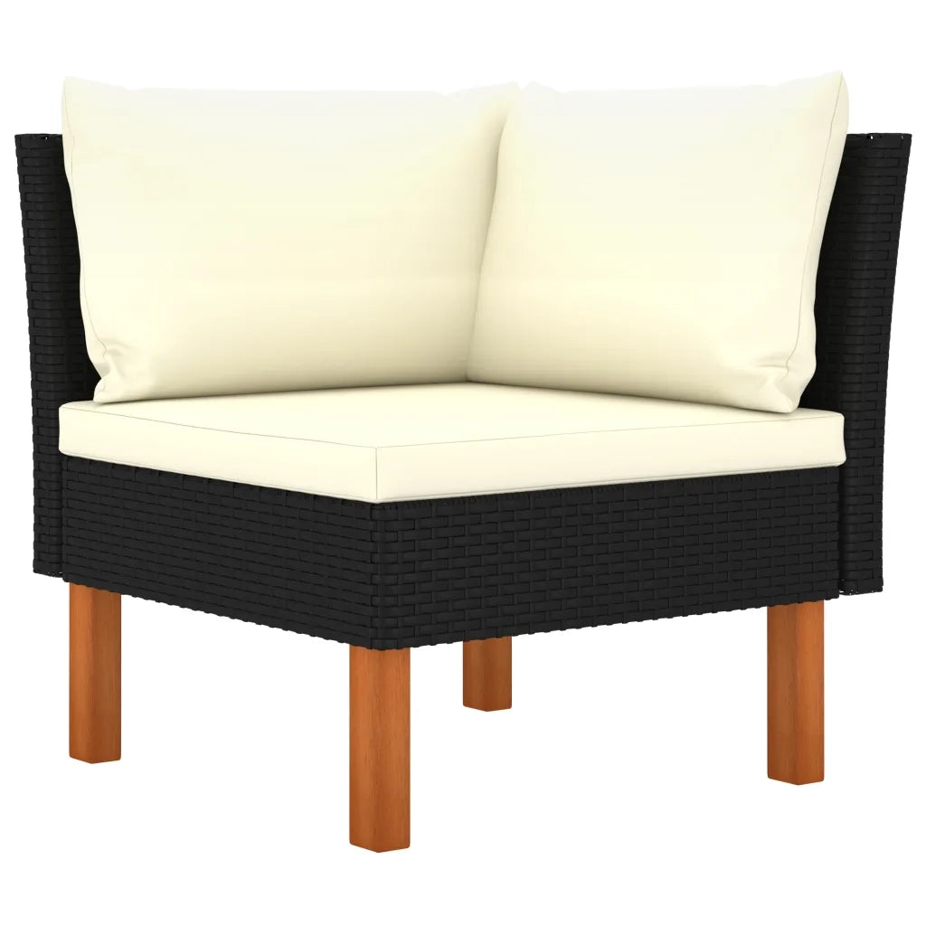 Set Divani da Giardino 6 pz con Cuscini in Polyrattan Nero 3059734