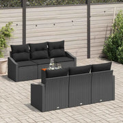 Set Divano da Giardino con cuscino 7 pcs Nero polyrattan