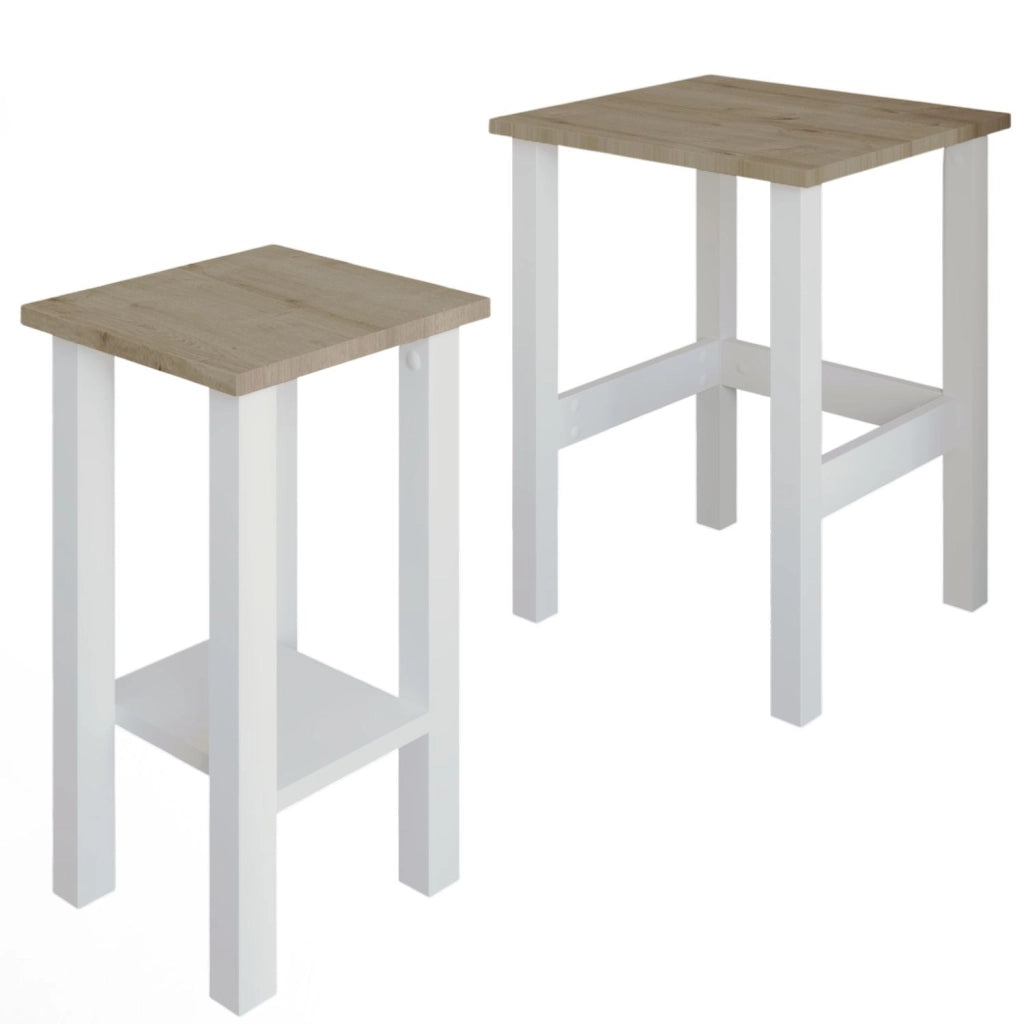 Set di 2 tavolini in legno "Gina 2" - 45 x 45 x 60 cm - Beige