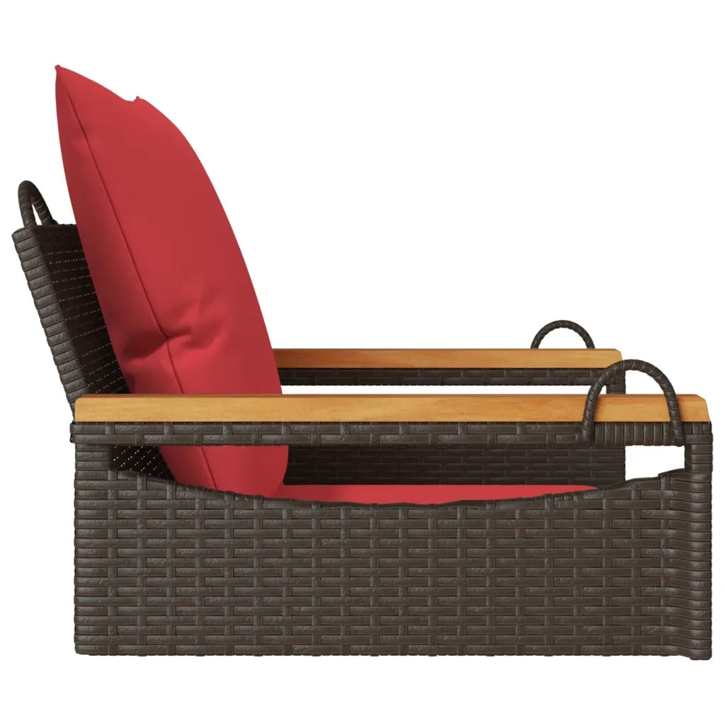 Panchina Dondolo con Cuscini Marrone 63x62x40 cm in Polyrattan