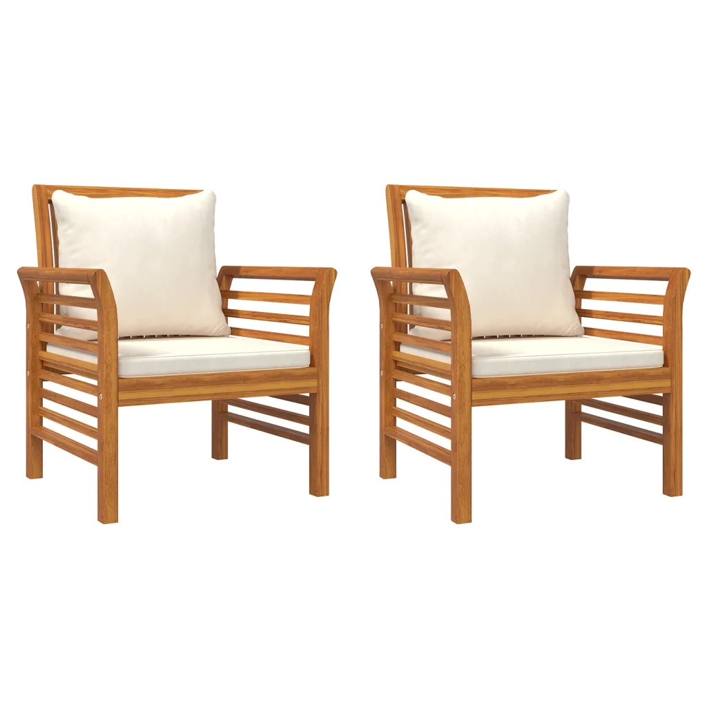 Set Mobili da Giardino 3pz con Cuscini Legno Massello di Acacia