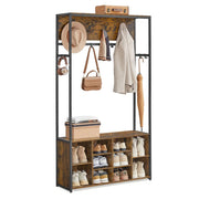 Appendiabiti da ingresso con ripiani per scarpe 32 x 100 x 180 cm ripiani regolabili scomparti aperti stile industriale per ingresso/corridoio marrone 12_0007072