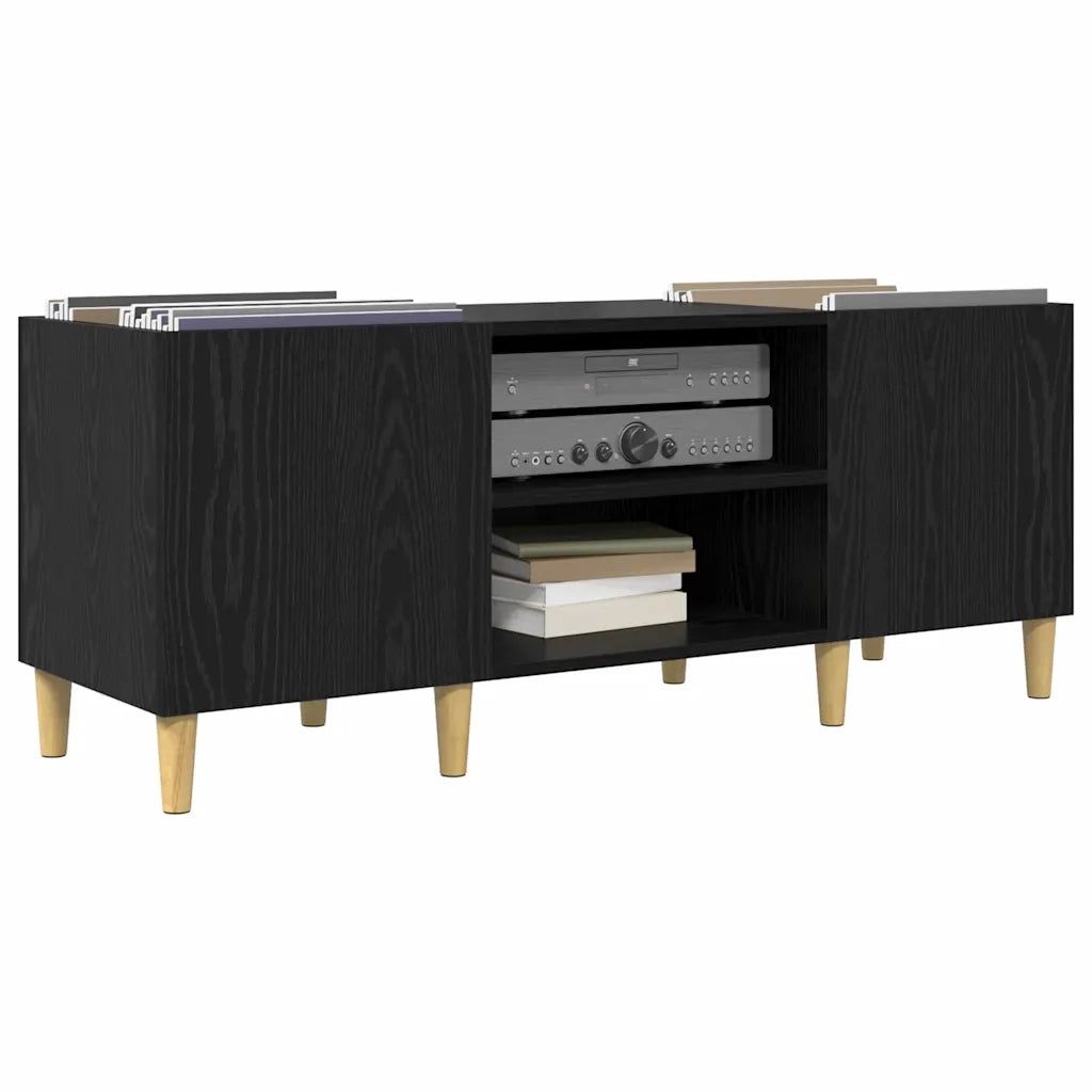 Mobile porta vinili Rovere Nero 121 x 38 x 48 cm 881473