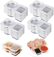 20 contenitori di snack riutilizzabili, contenitori di snack a due compartimenti, contenitore di saione trasportabile, contenitore di erbe riutilizzabile con coperchio, contenitore di snack, per dips, pasti, zuppe e snack