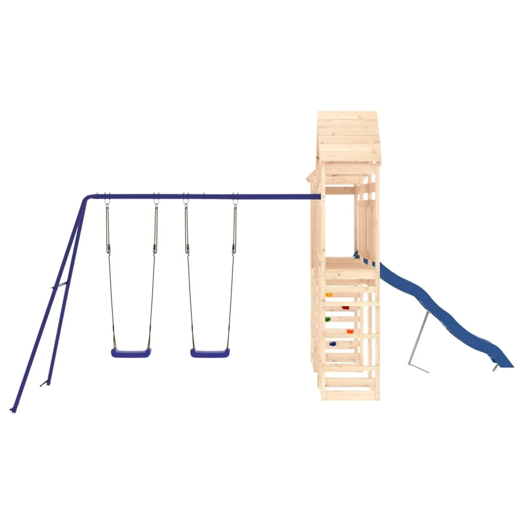 Altalene per parco giochi all'aperto scivolo altalene robuste giochi da giardino 492 x 360 x 264 cm legno di pino massiccio 02_0004785