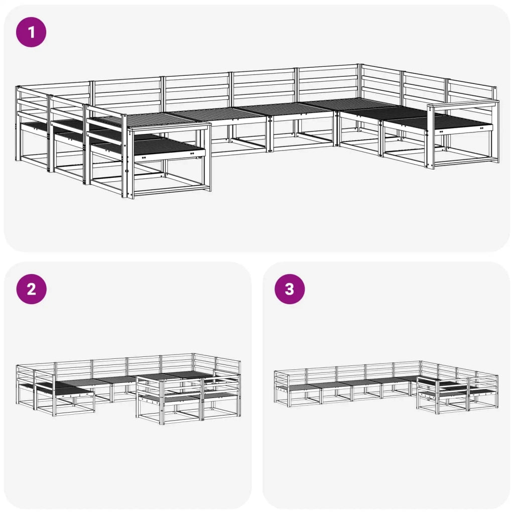 Set di divani da esterno 9 pcs Bianco 404 x 251,5 x 73 cm