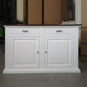 Credenzone in legno Shabby chic 2 ante 2 cassetti mod infinitybianco opaco e noce scuro