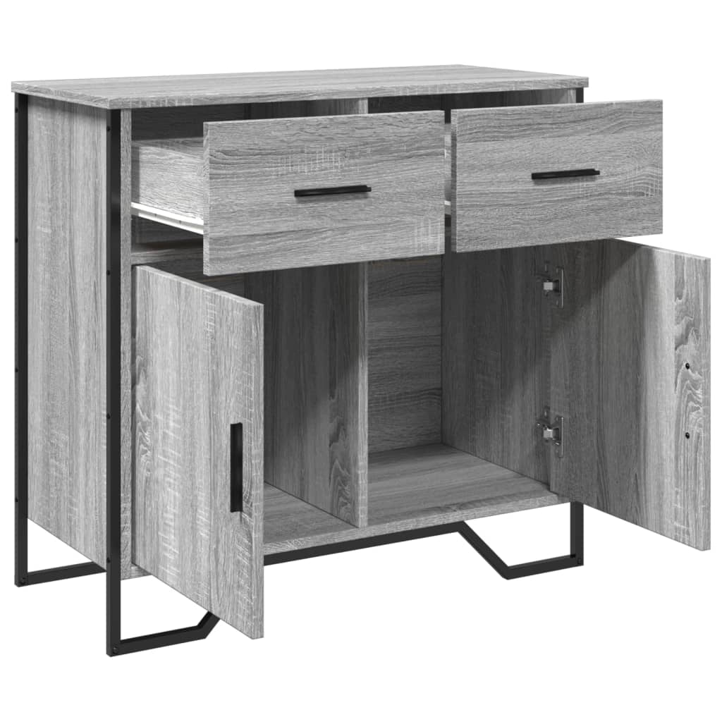 Buffet credenza cassettiera mobiletto mobile contenitore organizer cucina soggiorno rovere Sonoma 79,5 x 35,5 x 74,5 cm legno ingegnerizzato grigio 02_0036525