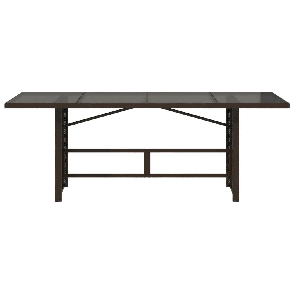 Tavolo Giardino Piano in Vetro Marrone 190x80x75cm Polyrattan 365603