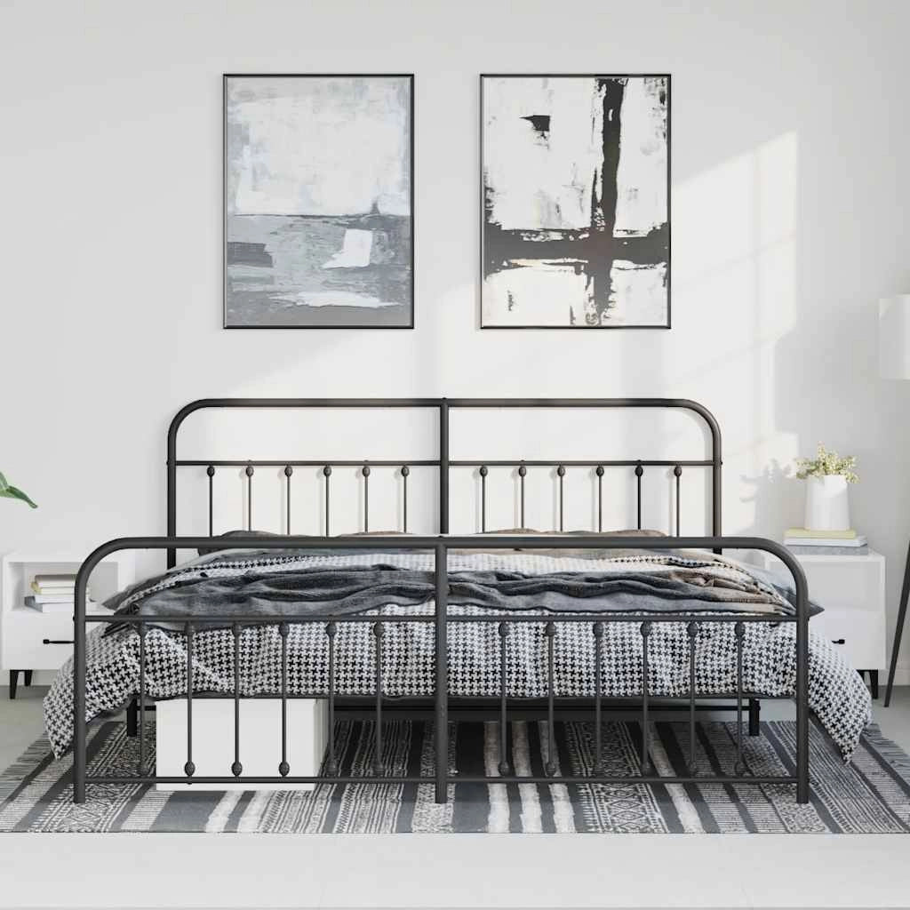 Giroletto con Testiera e Pediera Metallo Nero 193x203 cmcod mxl 129395