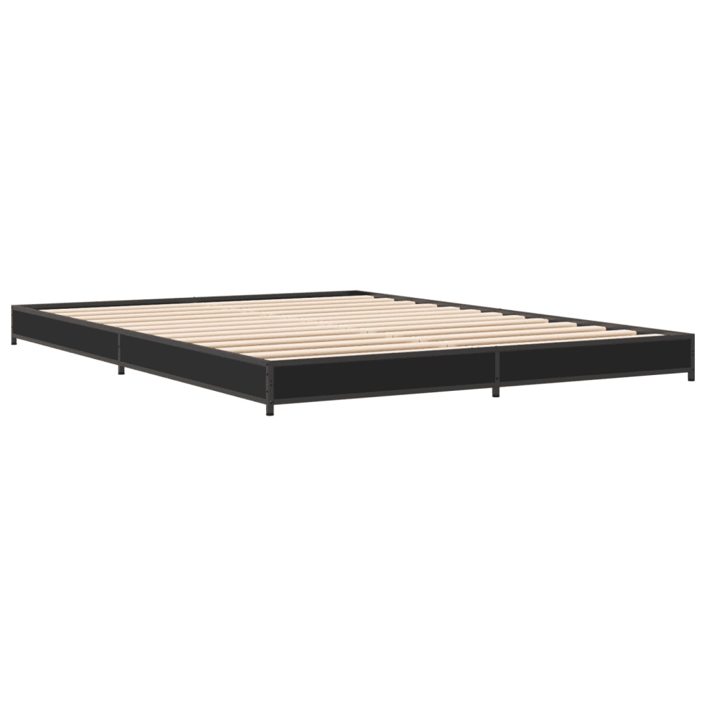 Giroletto-Struttura Letto Nero 135x190 cm in Legno Multistrato e Metallo 412832