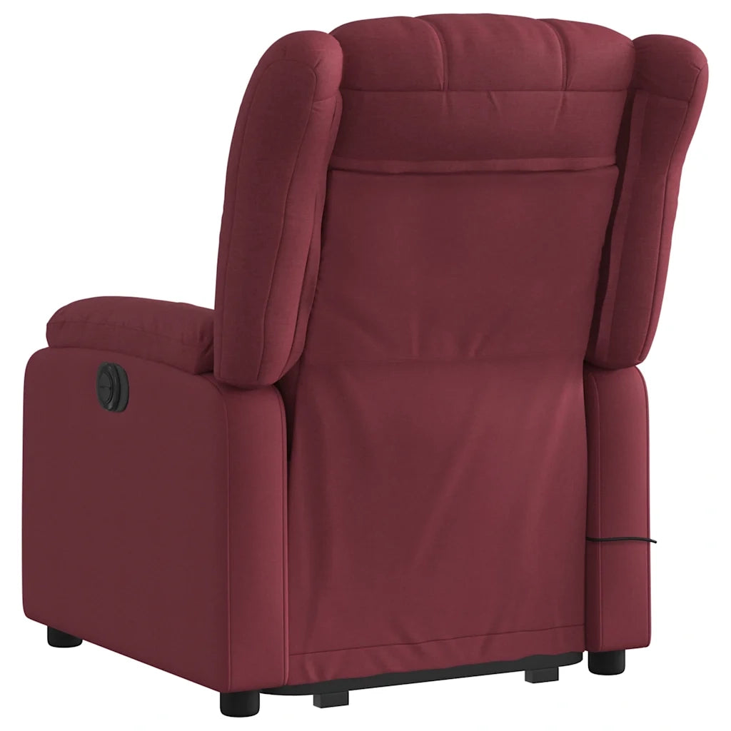 Poltrona Alzapersona Massaggiante Elettrica Rosso Vino Tessuto 3205355