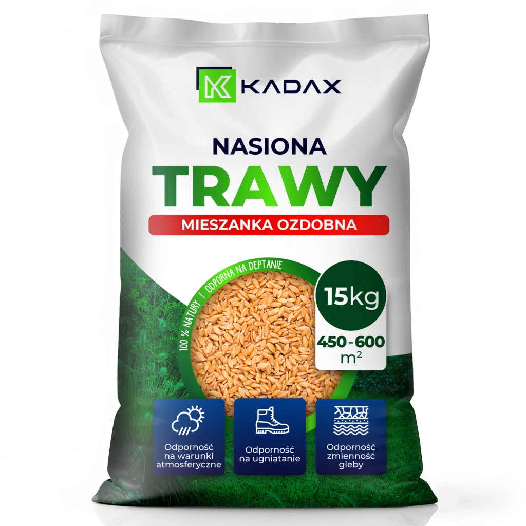 Semi di erba KADAX 15 kg, resistenti al calpestio, auto-infittinti, per prato ornamentale 600 m²
