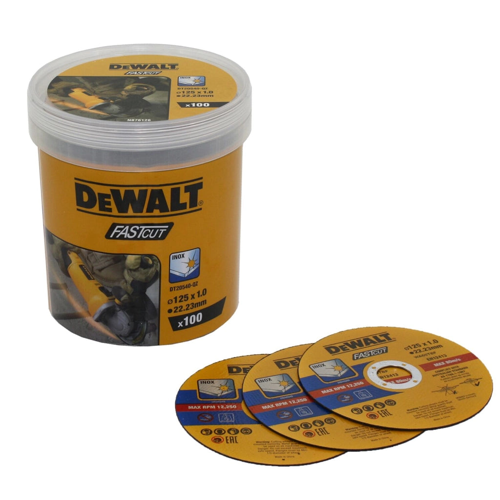 Dischi da taglio DeWalt DT20540-QZ 125 mm x 1 mmconfezione 100 pezzi FASTCUT