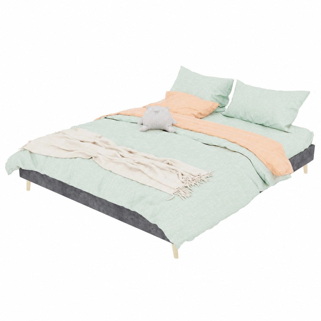 Letto moderno minimale in tessuto grigio 160x200 cm