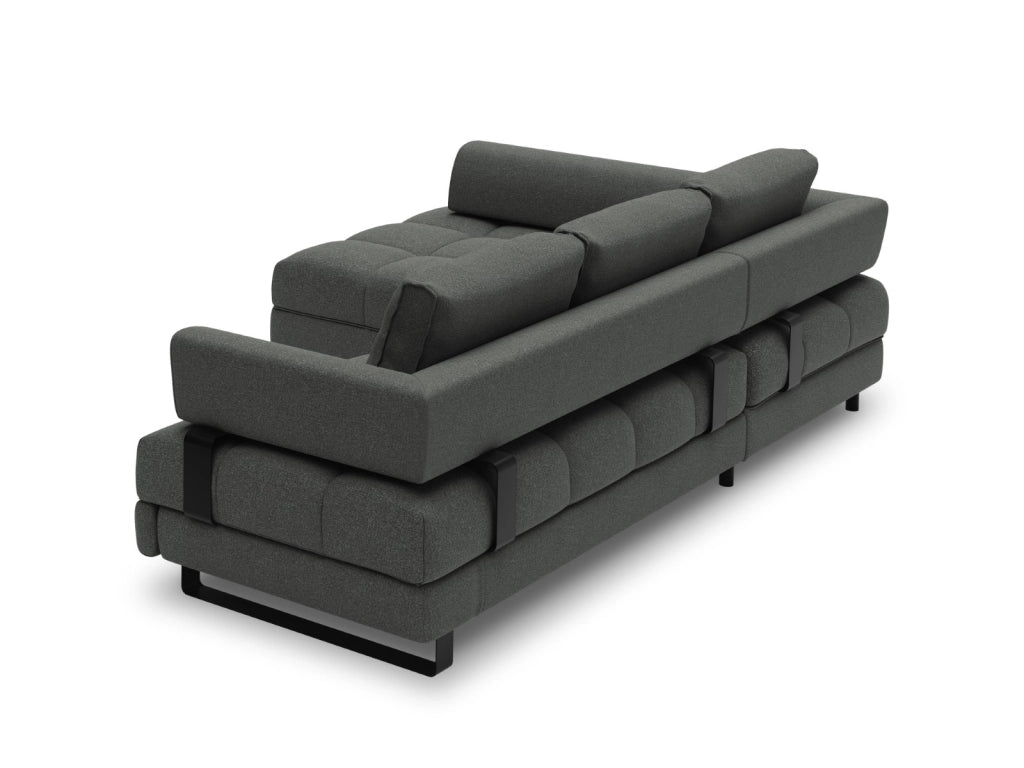 Cosmopolitan Design - Divano convertibile angolare sinistro con box "Clinton" 5 posti tessuto strutturato grigio scuro 