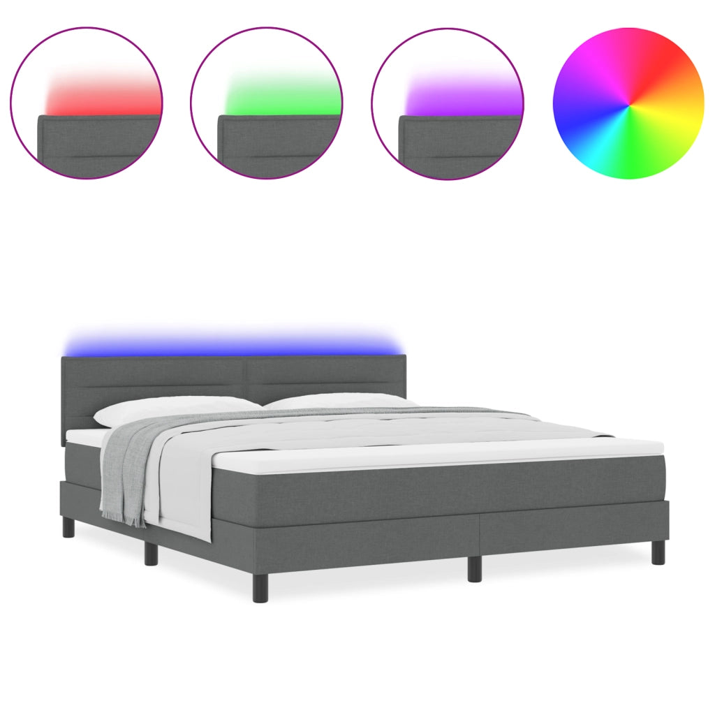 Letto a Molle con Materasso & LED Grigio Scuro 180x200 cm Tessuto