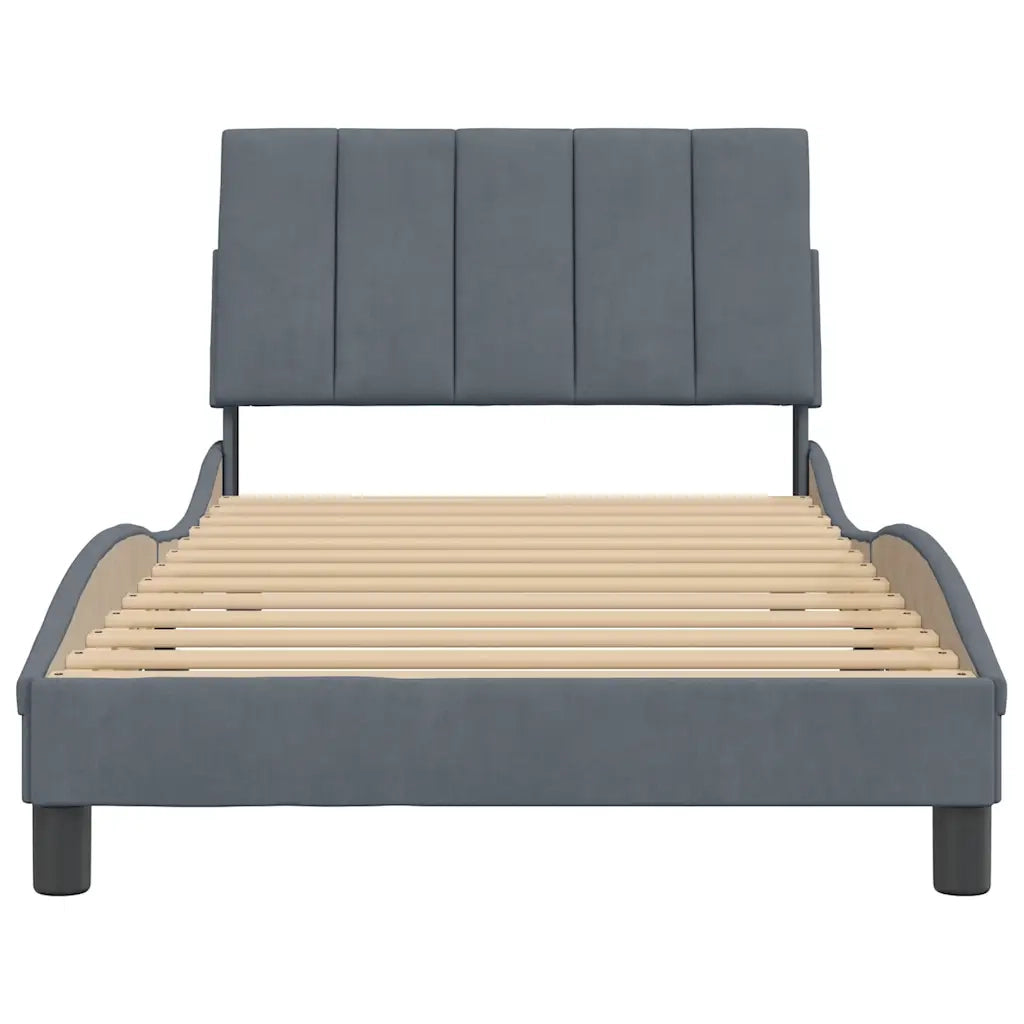 Giroletto senza Materasso Hanko Grigio Scuro 100x200 cm Velluto