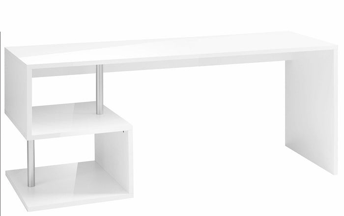 Scrivania con 2 Ripiani 180x60x77,5 cm Esse Bianco Lucido