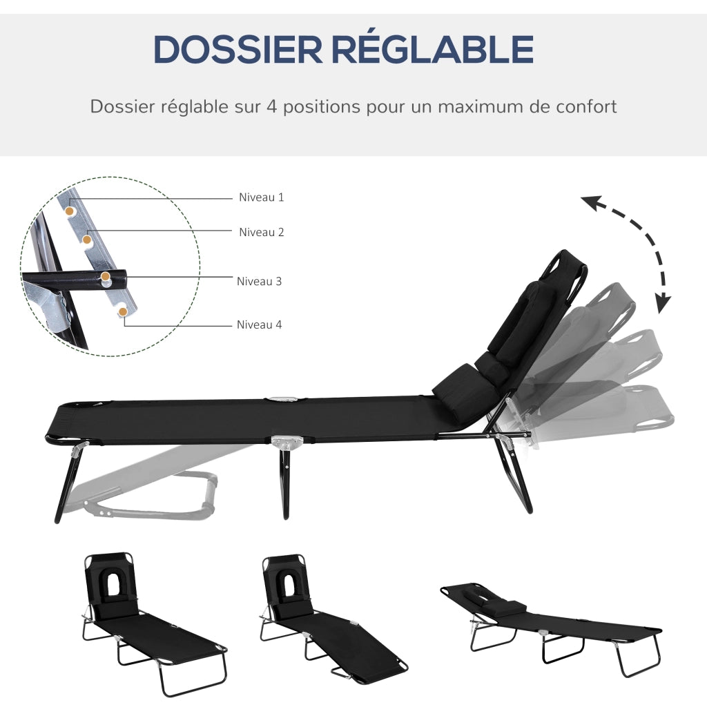 Chaise Longue Pieghevole per Esterno ¨C zephmum ¨C Nero
