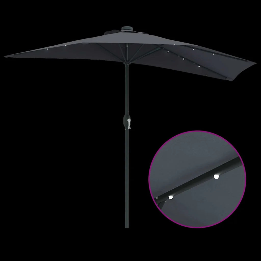 vidaXL Ombrello da giardino Antracite 294 x 150 x 224 cm Tessuto