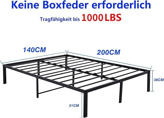 LETTO in metallo 140x200 cm nero con spazio contenitore