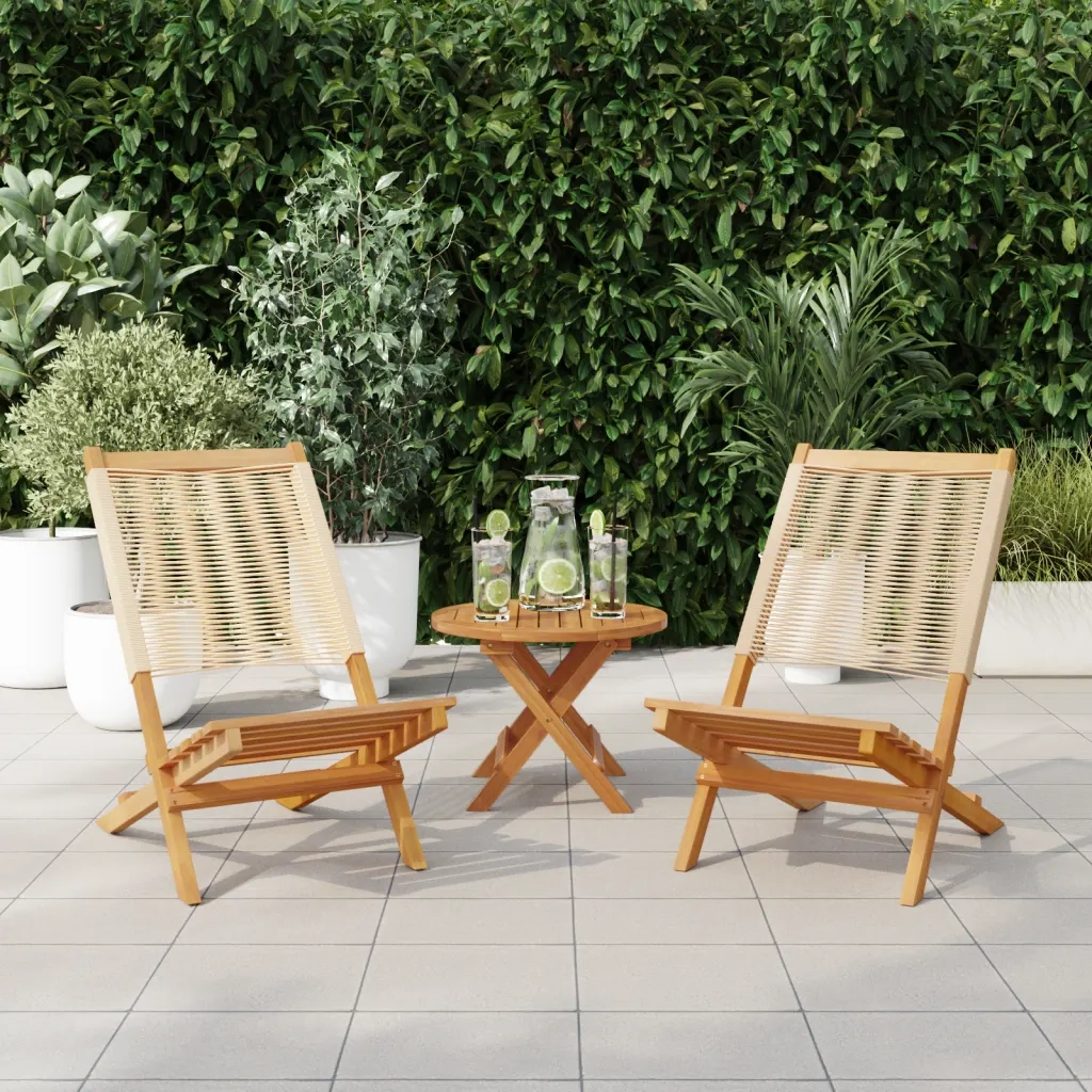 vidaXL Sedie Giardino 2 pz Beige Legno Massello Acacia e Polipropilene