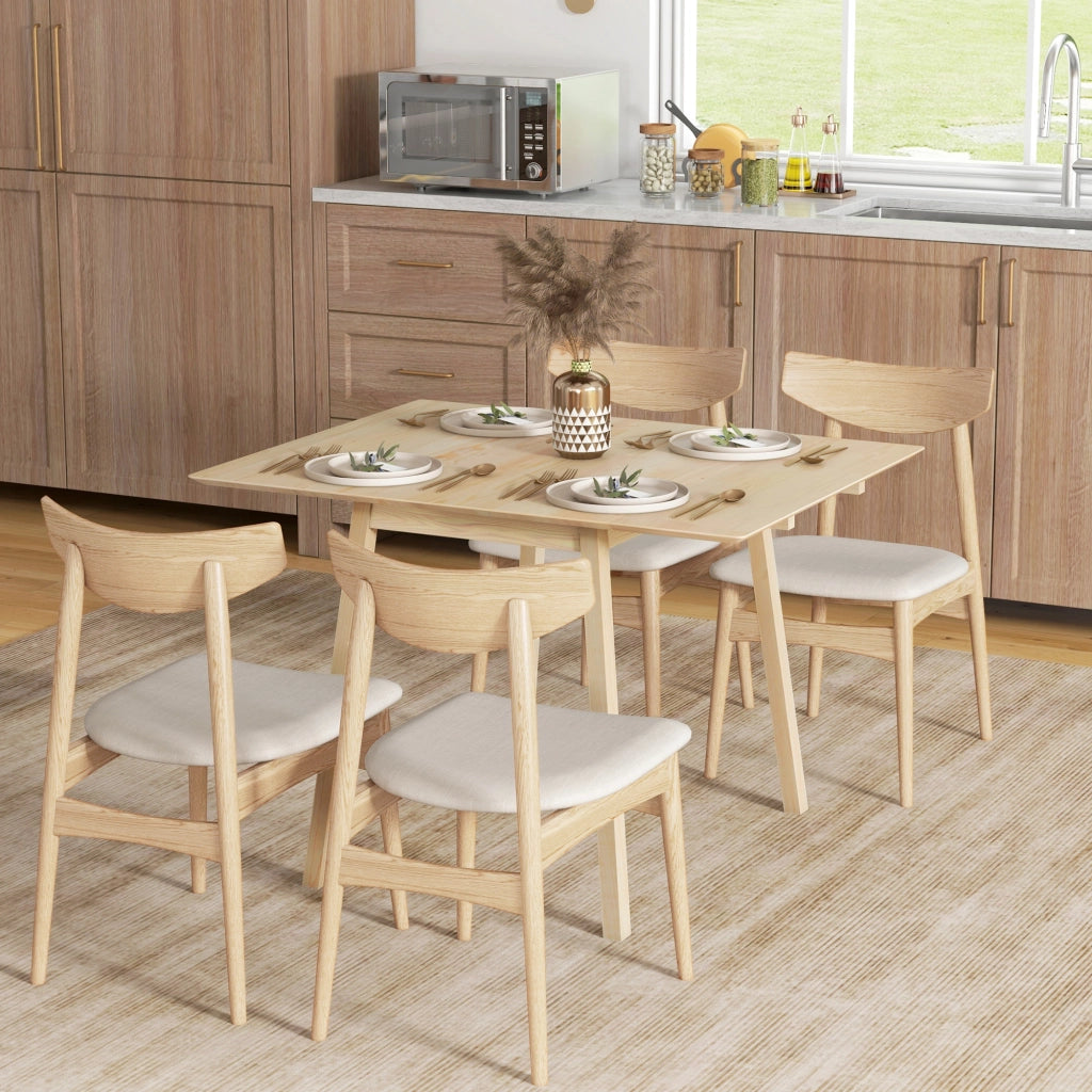 Tavolo da pranzo - pieghevole per 2-4 persone - 110x86x75 cm - legno naturale - ideale per spazi piccoli
