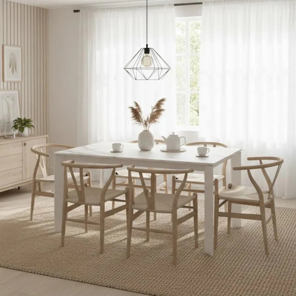 Tavolo da pranzo allungabile in ceramica effetto marmo bianco Book 140-190x90 cm fino a 8 posti | Duzzle