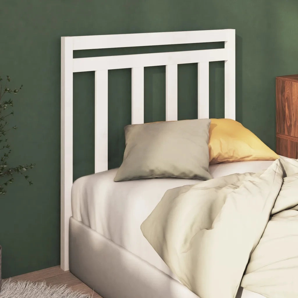 Testiera per Letto Bianca 106x4x100cm in Legno Massello di Pino