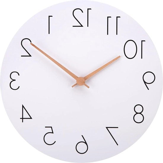 Orologio da parete silenzioso 30 cm in quercia MDF su batterie - bianco