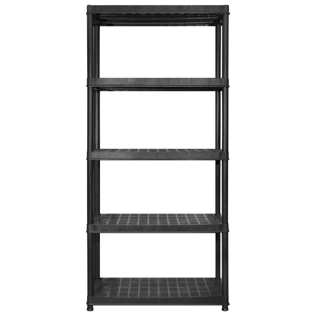 Scaffale portaoggetti a 5 ripiani 340 x 40 x 185 cm Plastica nera 02_0045705