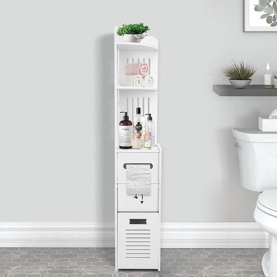 Cassettiera da bagno alta | cassettiera da bagno con cassetto apribile, cassetti scorrevoli, contenitore per il bagno, dimensioni 22 x 20 x 120 cm