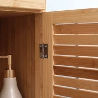 kleankin Mobile Bagno Alto in Bambù con 3 Ripiani Aperti, un Cassetto e un Armadietto, 32x30x163 cm, color Legno