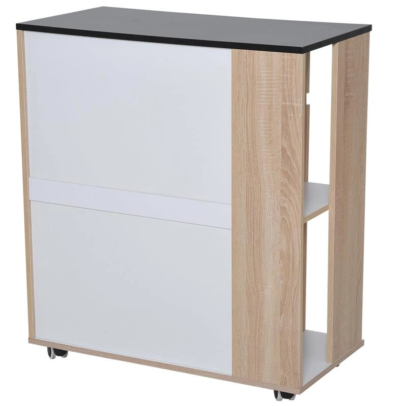 MOBILETTO DA CUCINA CON RUOTE CASSETTI ARMADIETTO LEGNO