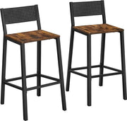 Set di 2, poltrone da bar, sedie da cucina, per cucina, soggiorno, salotto, design industriale, stile vintage marrone-nero LBC070B01