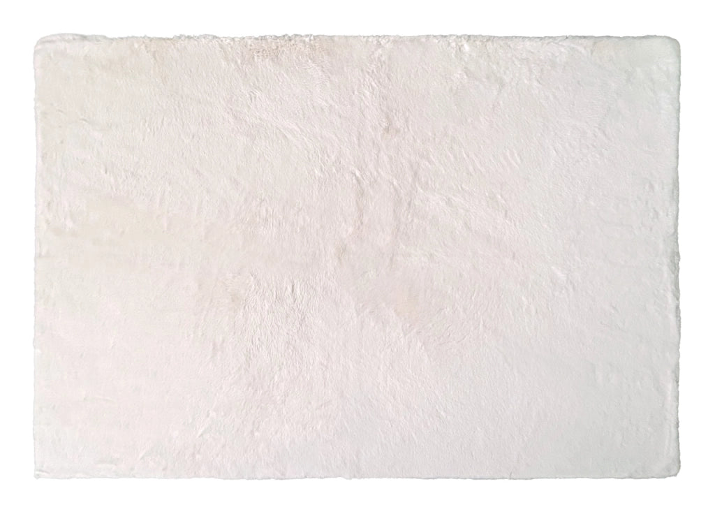 Tappeto Peloso In Pelliccia Ecologica Sagomato Modello Orsetto Varie Forme - 140x180cm - Avorio