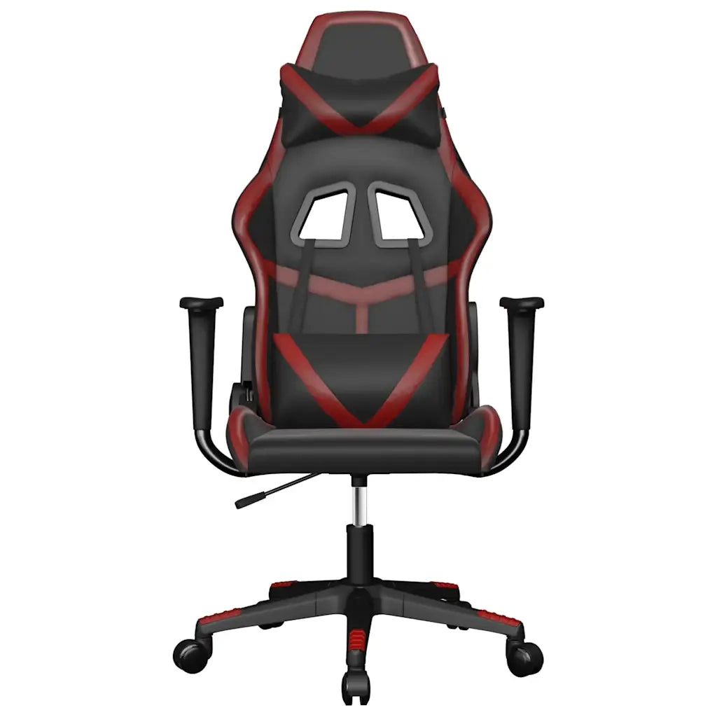 vidaXL Sedia Gaming Massaggio Nero e Rosso Vino in Similpelle