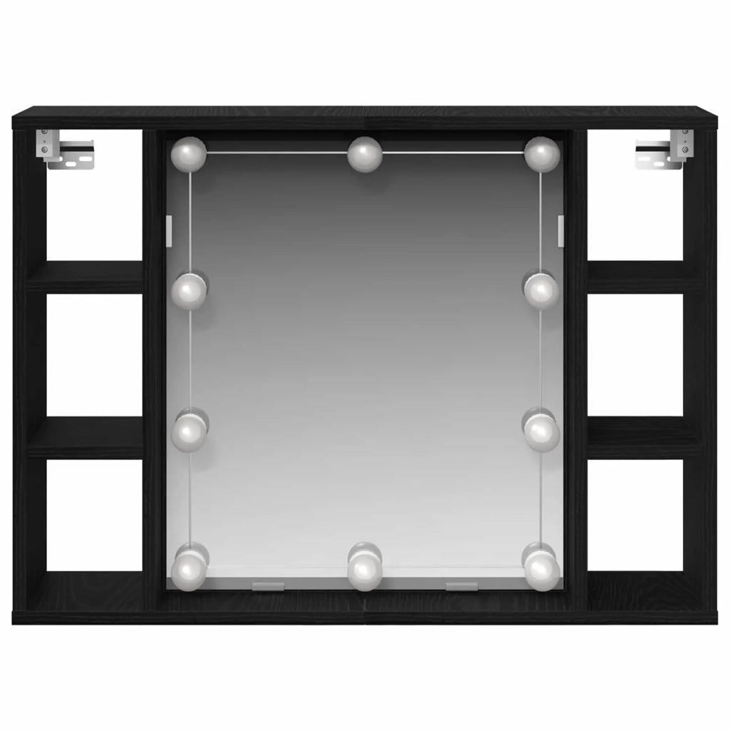 Mobiletto per specchio con specchio Rovere Nero 76 x 15 x 55 cm CFW3459699
