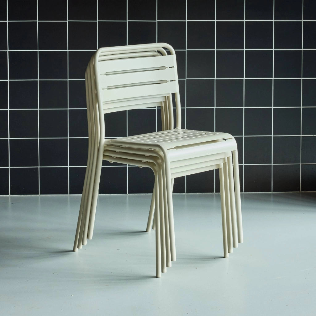 set 4 sedie da giardino bistrot in acciaio, beige