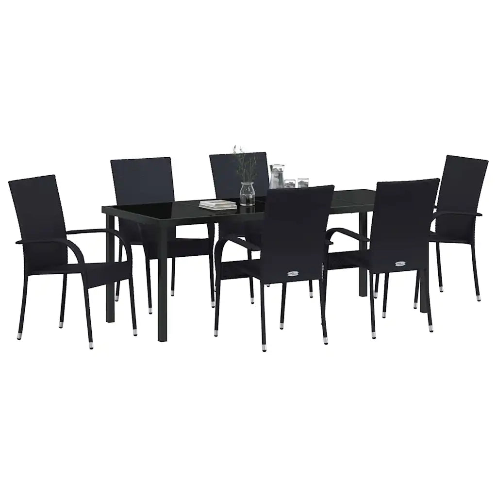 Set da Pranzo per Giardino 7 pcs Nero 3379406