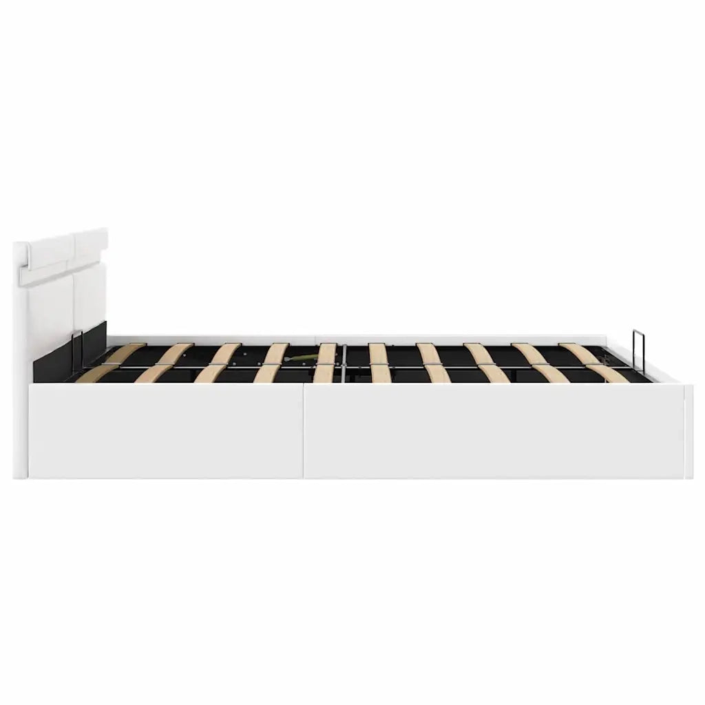 Giroletto Contenitore Idraulico LED Bianco Similpelle 160x200cm