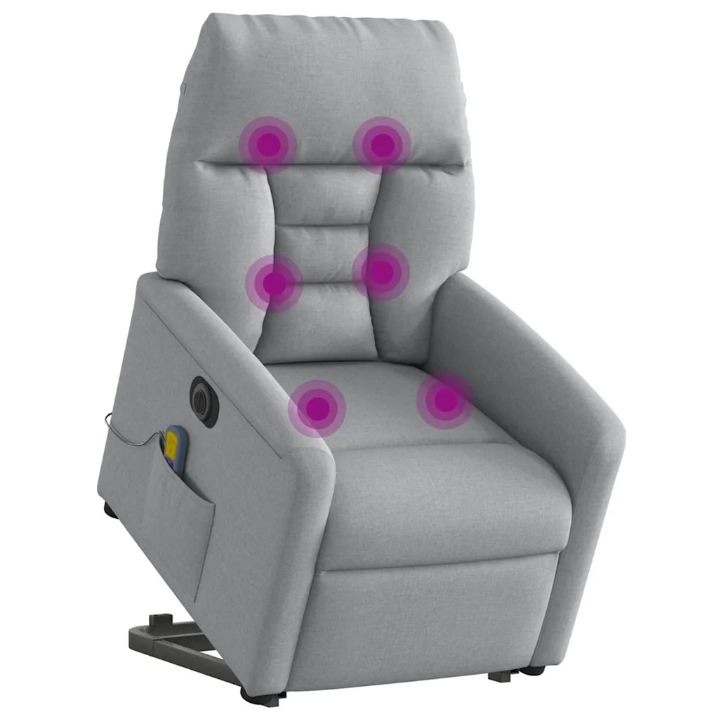 Poltrona Alzapersona Massaggi Elettrica Grigio Chiaro Tessuto