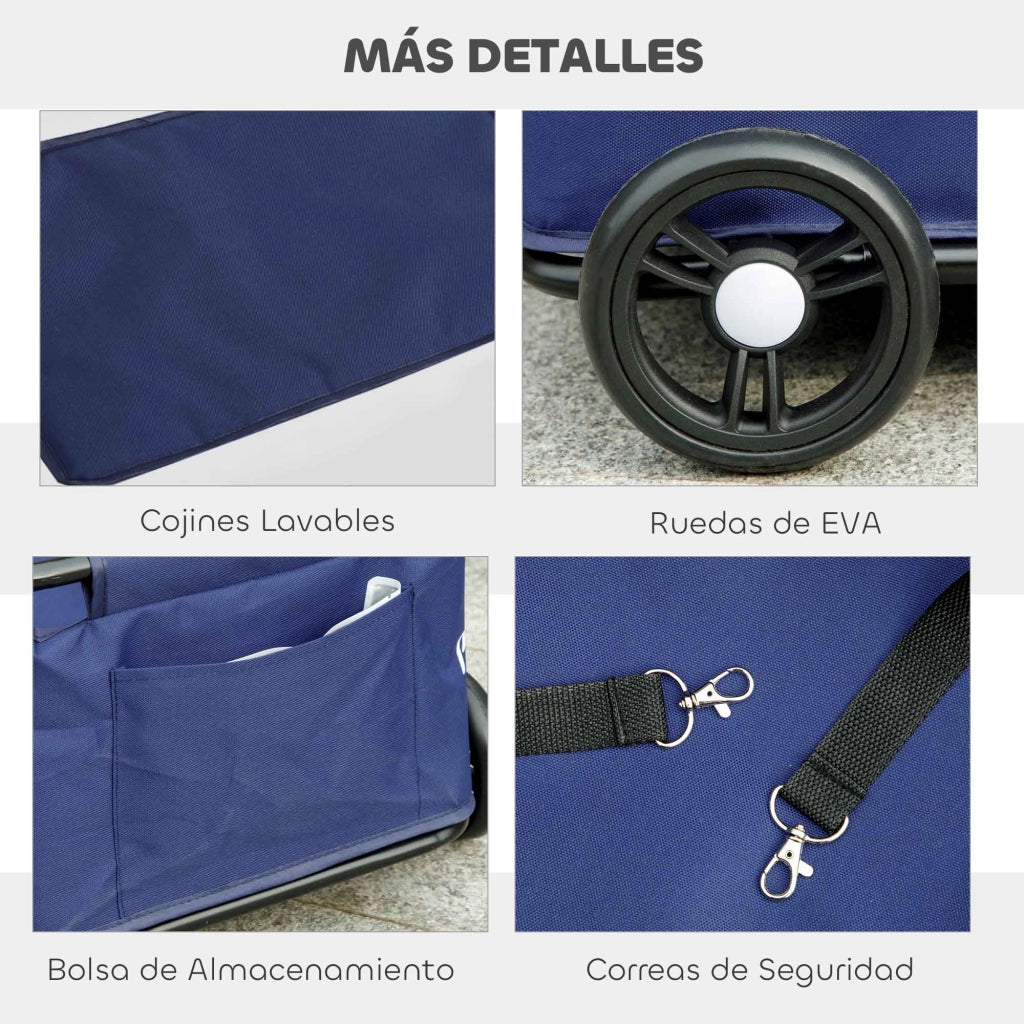 Trasportino per Animali Domestici con Cuscino e Ruote ¨C zephmum ¨C 53x45x28 cm Blu Scuro