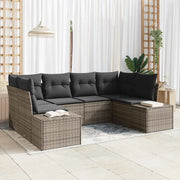 Set Divano da Giardino 6 pcs Grigio Poly Rattan 3355868