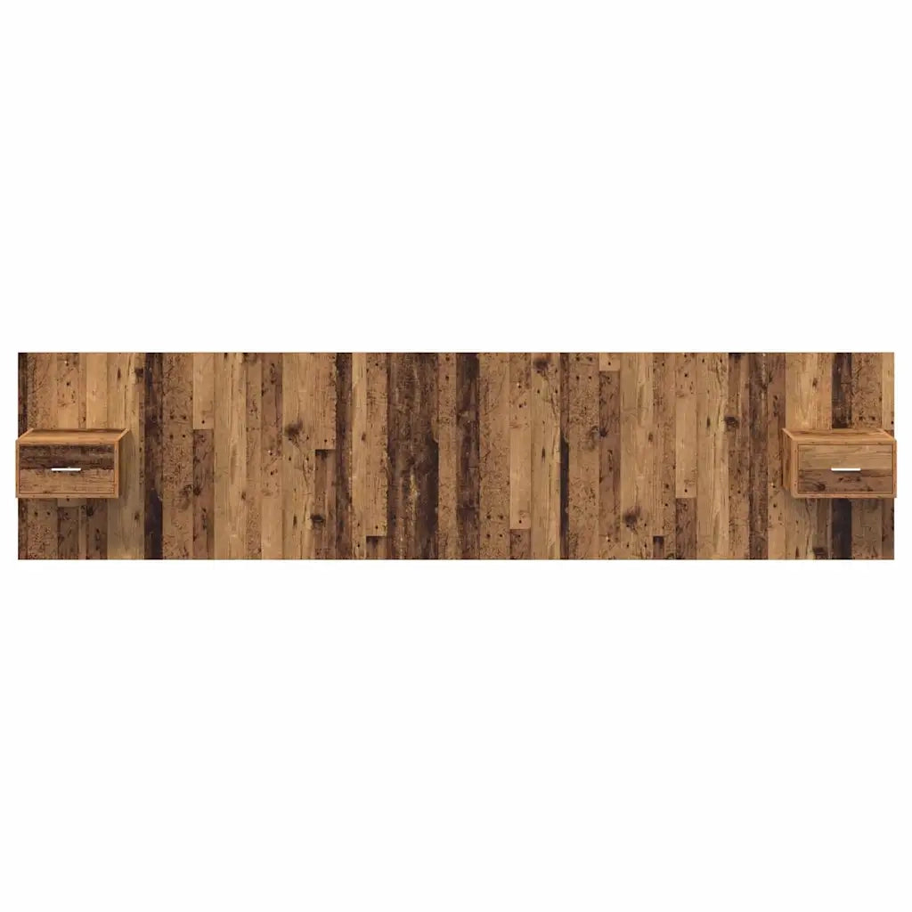 Testiera | Testata con Comodino 3 pcs Legno vecchio Legno multistrato