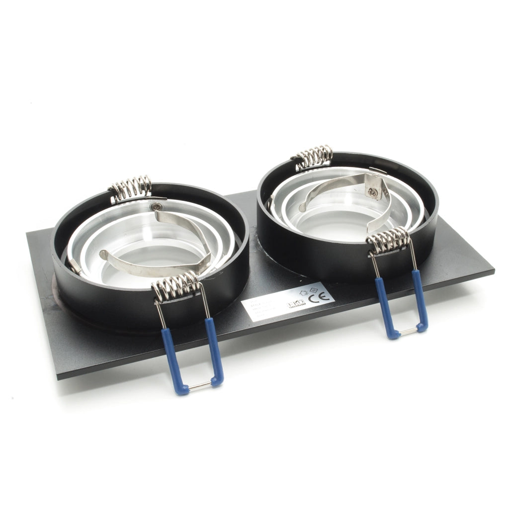 Faretto moderno rettangolare nero 2 lampade LED 16W GU10 incasso luce soggiorno LUCE 4000K