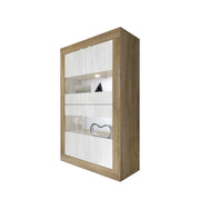 Vetrina design 4 porte collezione ACCESS. Colori bianco e rovere scuro