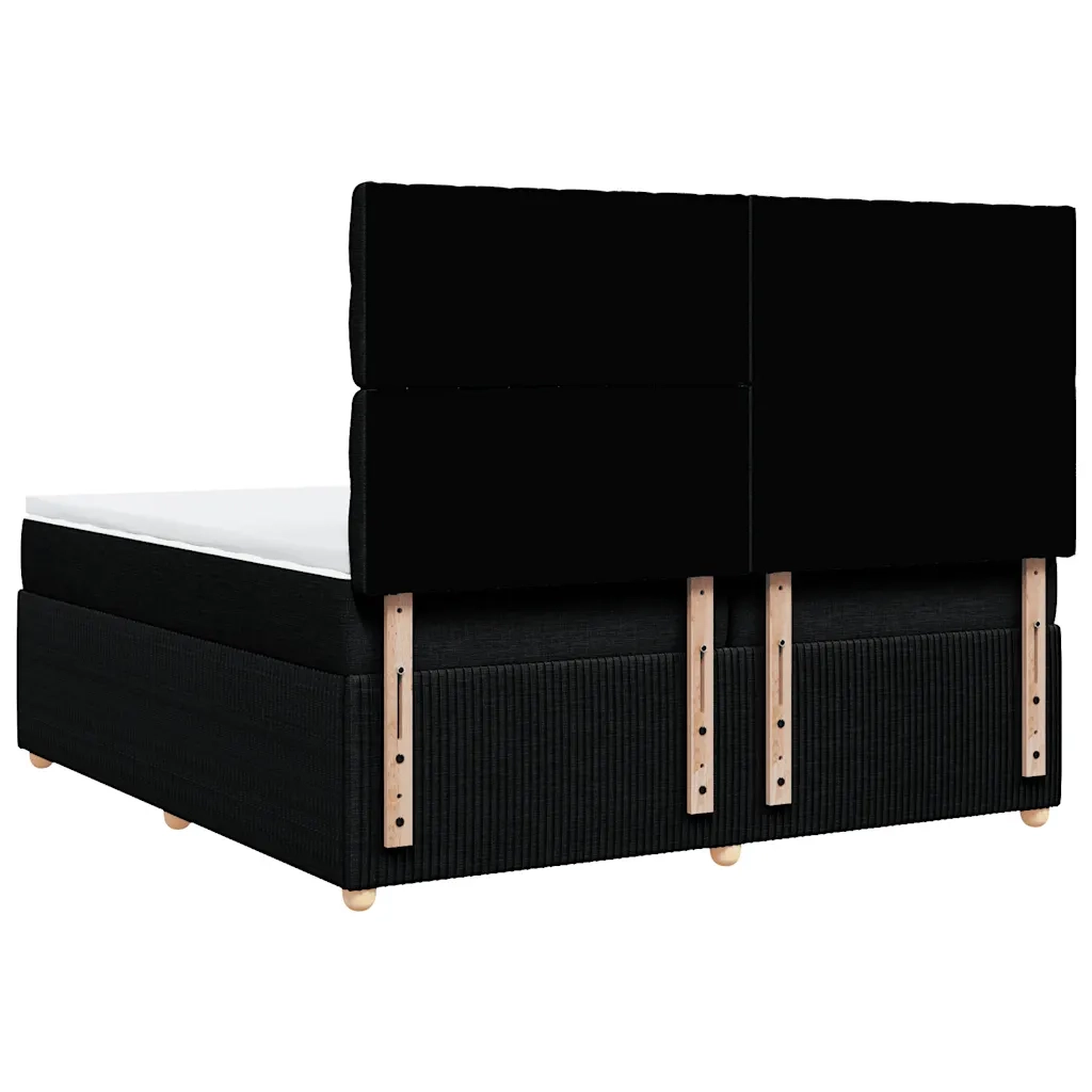 Giroletto a Molle con Materasso Nero 200x200 cm in Tessuto